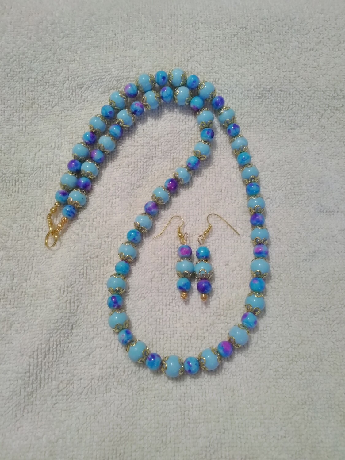 Turquoise &amp; Purple Beaded Jewelry Set
