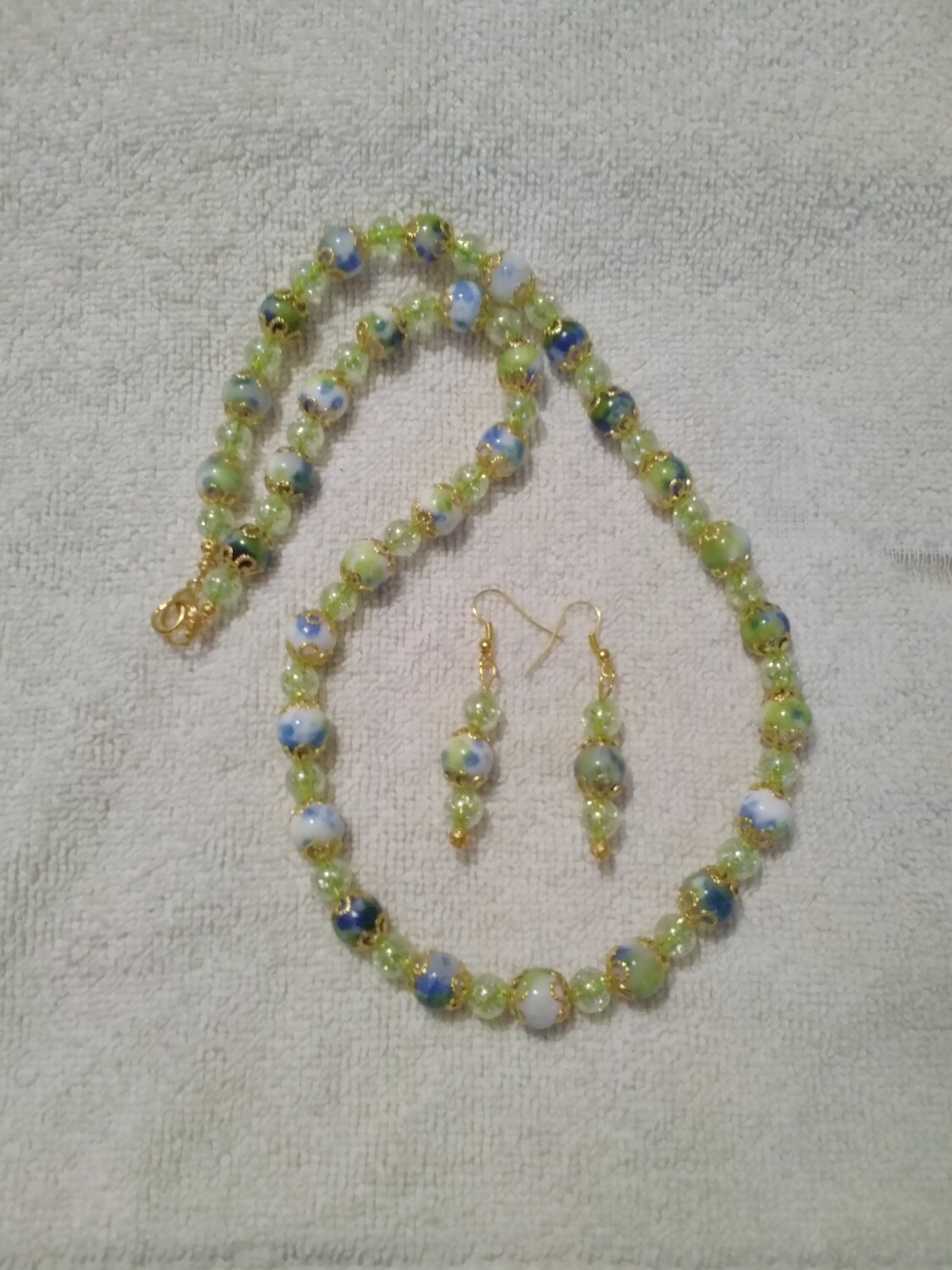 Green &amp; Blue Beaded Jewelry Set