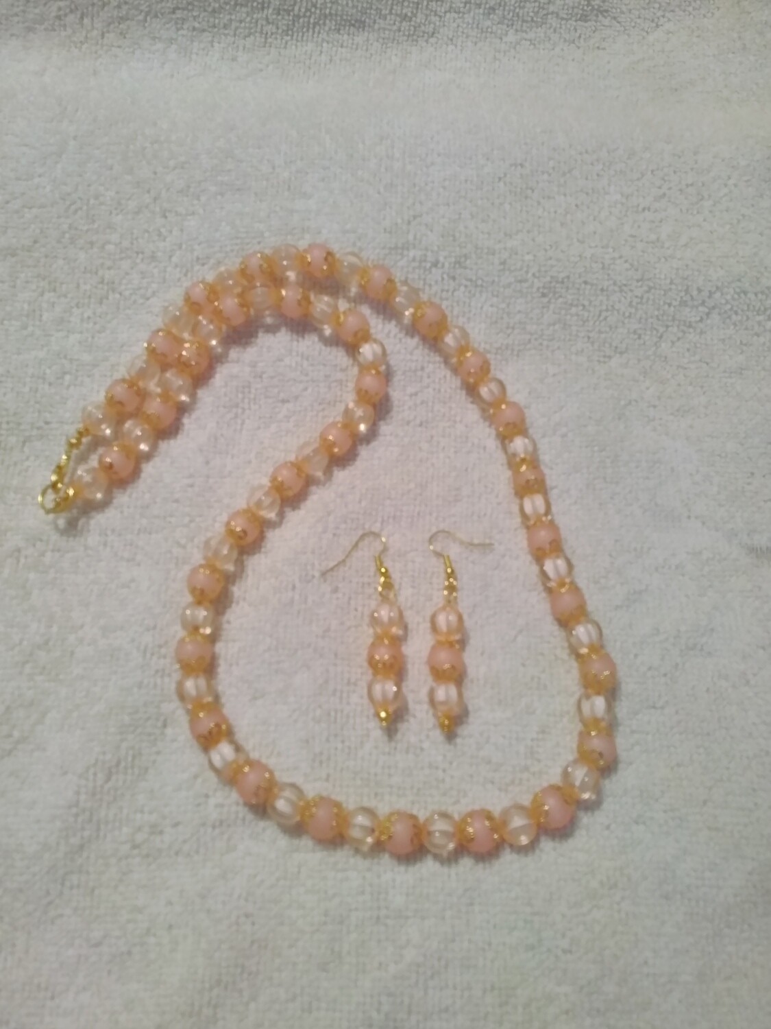 Peach Beaded Jewelry Set