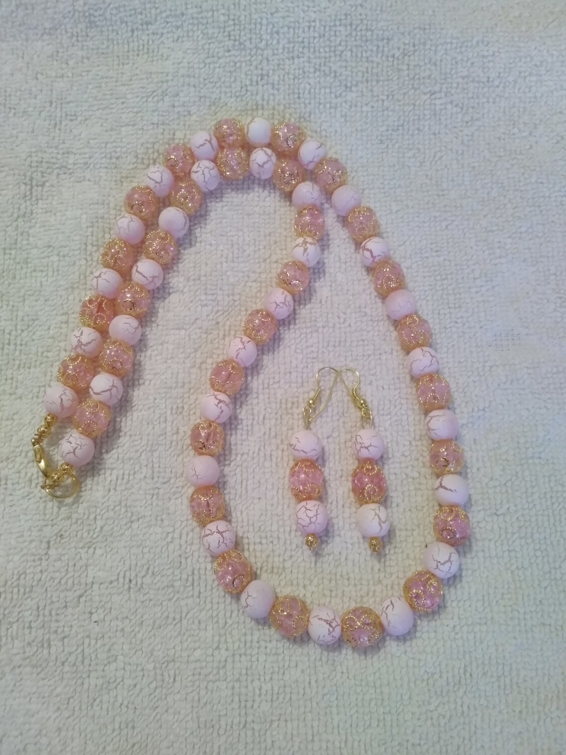 Pink Beaded Jewelry Set