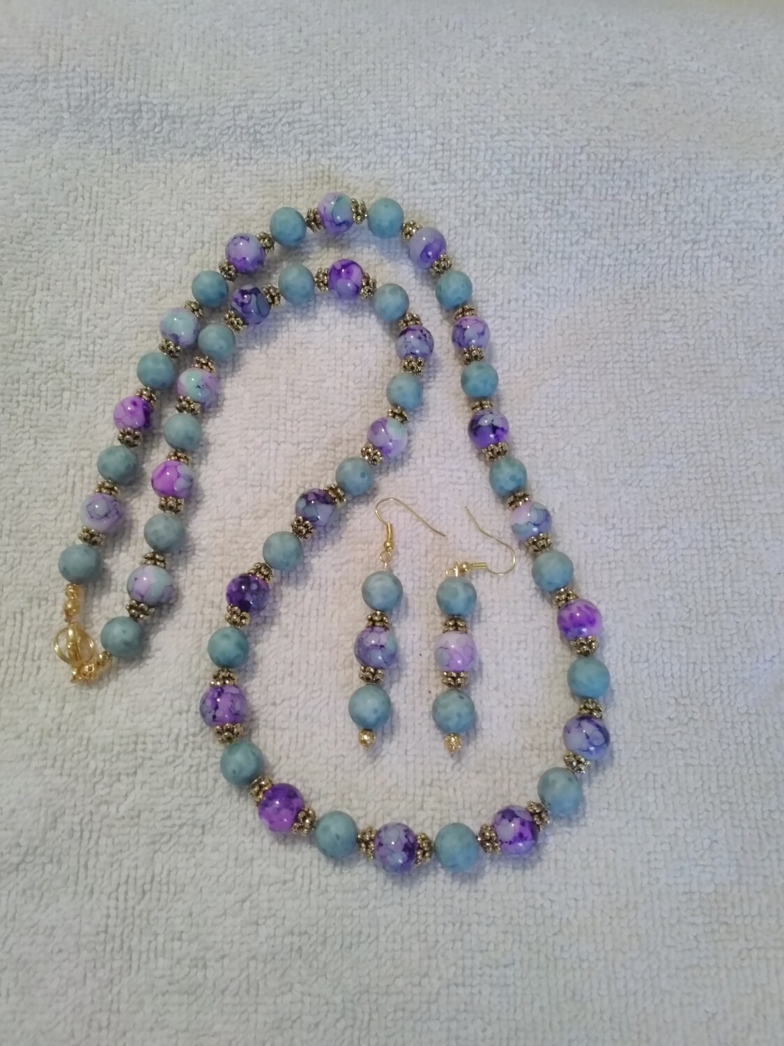 Purple &amp; Blue Beaded Jewelry Set