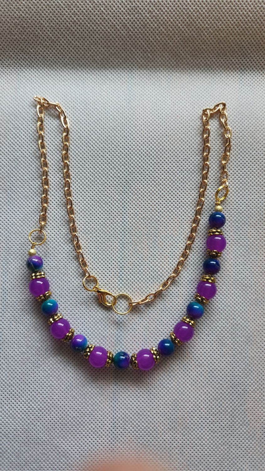PURPLE &amp; BLUE BEADED NECKLACE