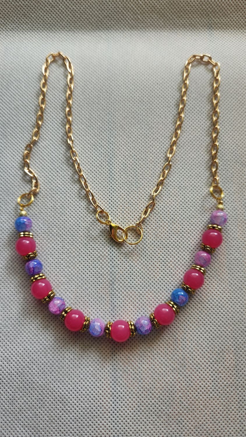 PINK &amp; PURPLE BEADED NECKLACE