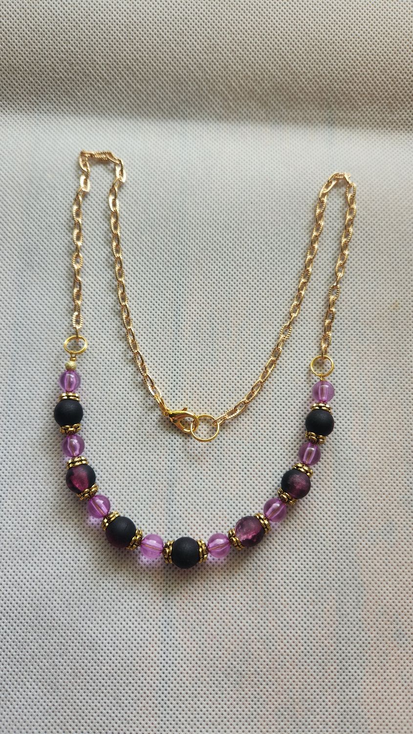 PURPLE BEADED NECKLACE