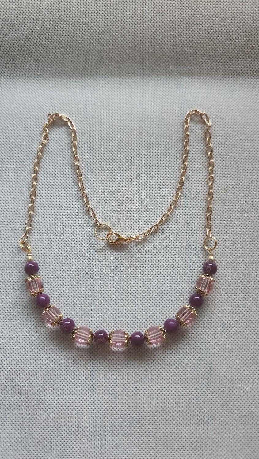 PLUM &amp; PINK BEADED NECKLACE