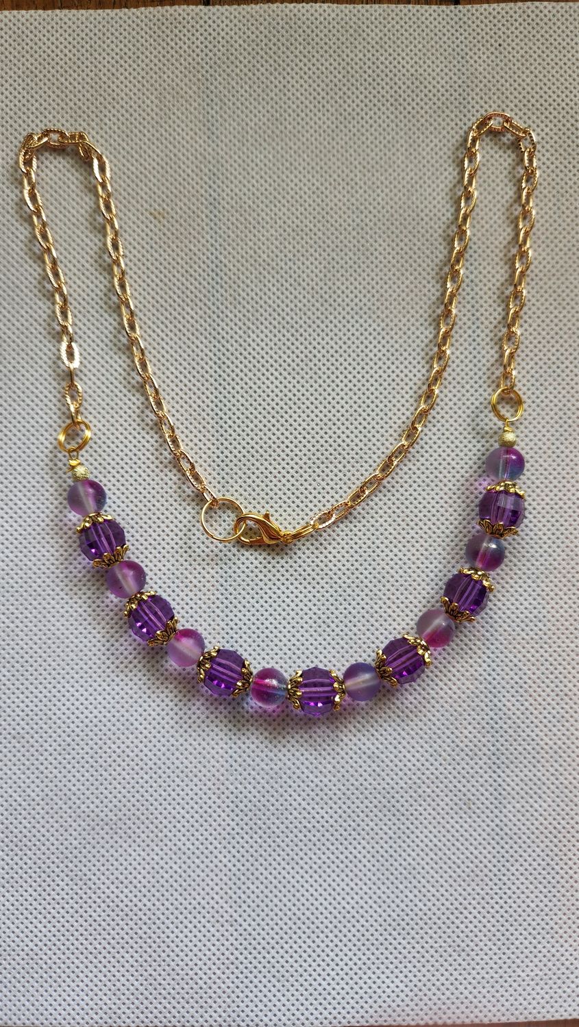 PINK &amp; PURPLE BEADED NECKLACE