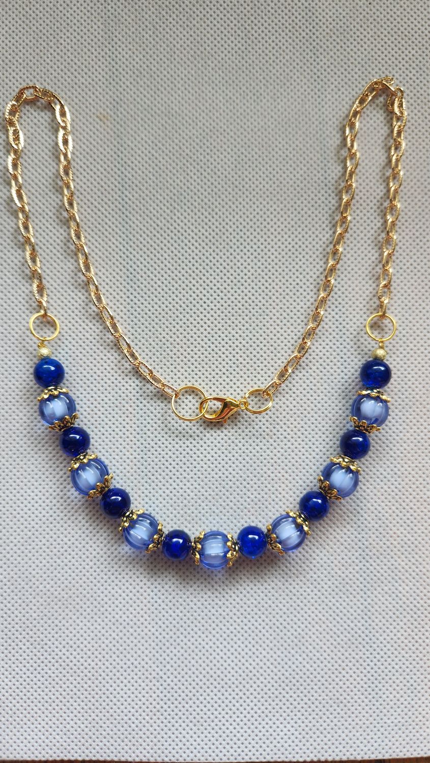 BLUE BEADED NECKLACE