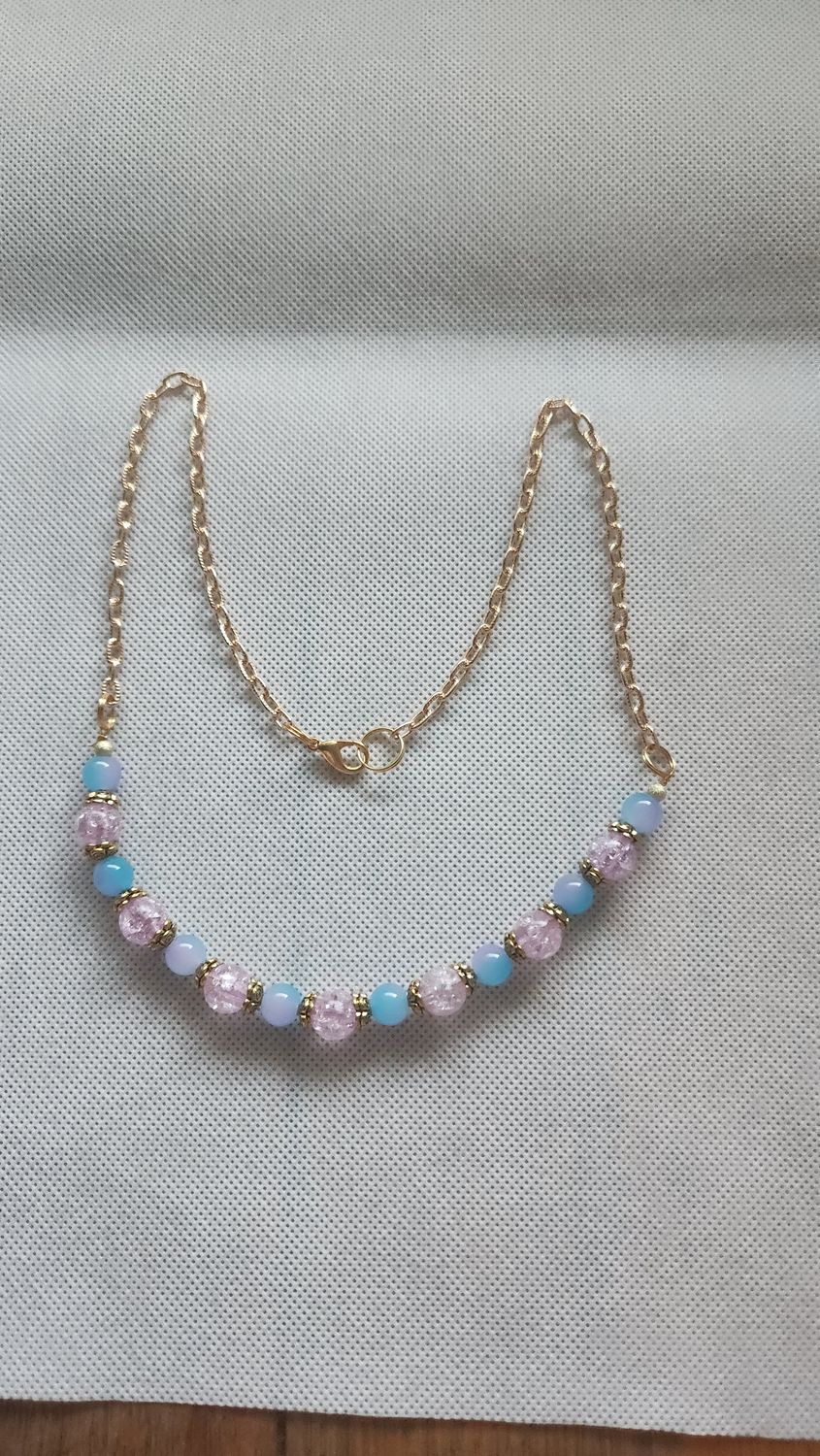 BLUE &amp; PURPLE BEADED NECKLACE