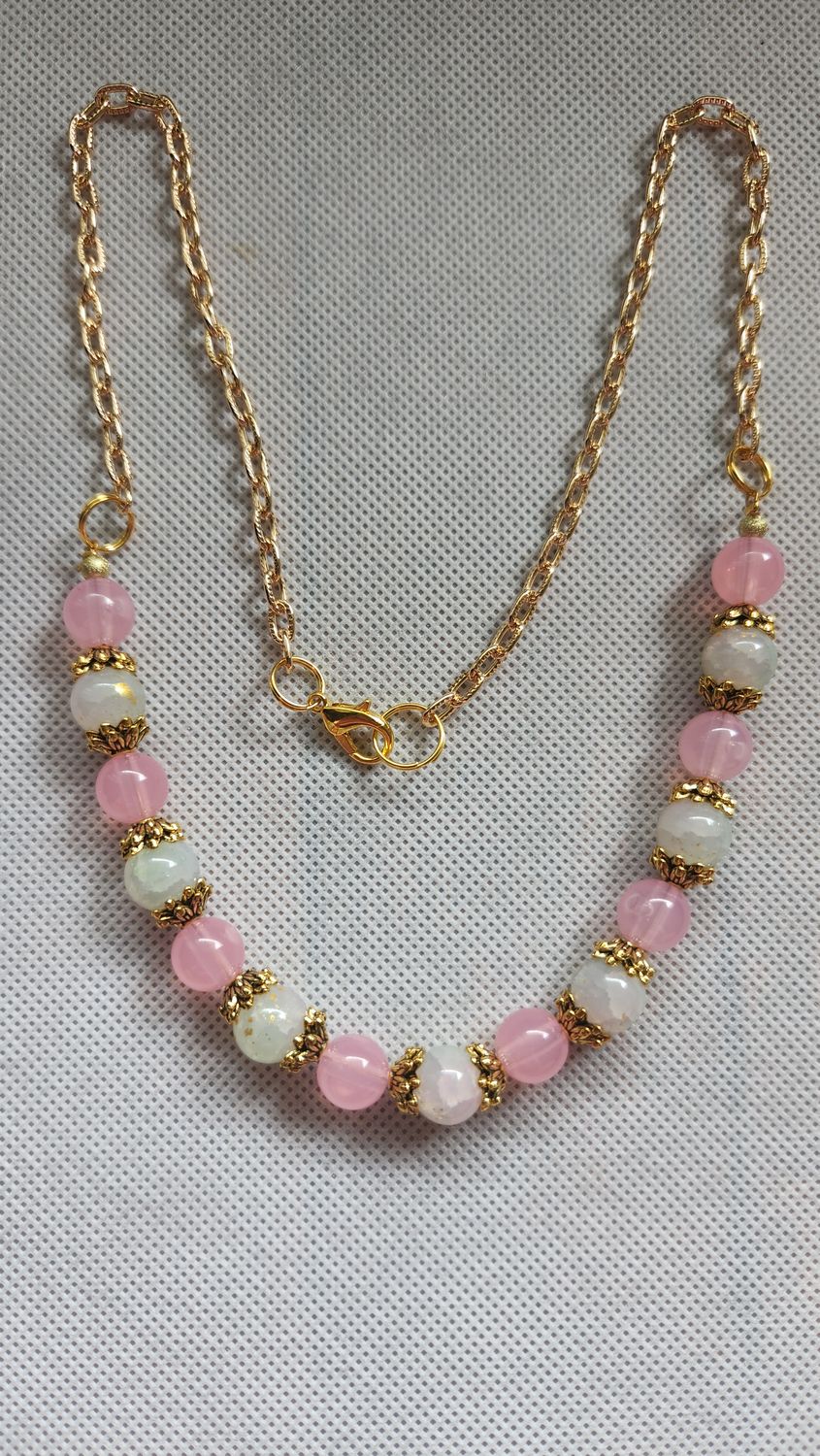 PINK &amp; GREEN BEADED NECKLACE