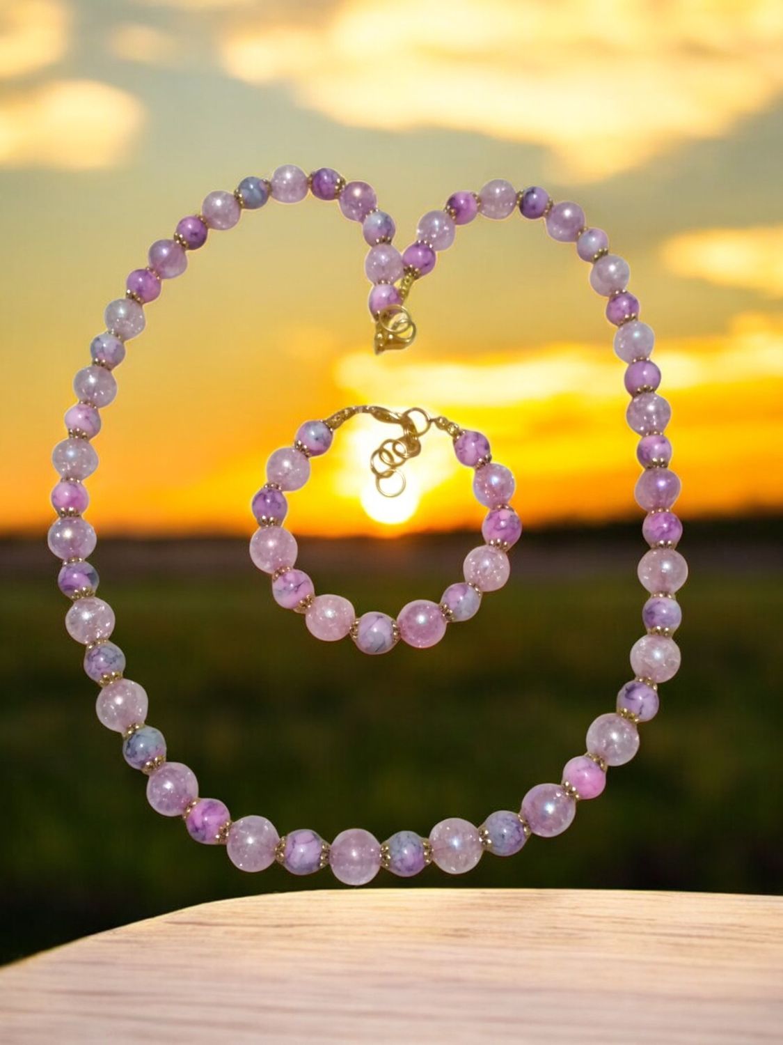 PLUM BEADED JEWELRY SET