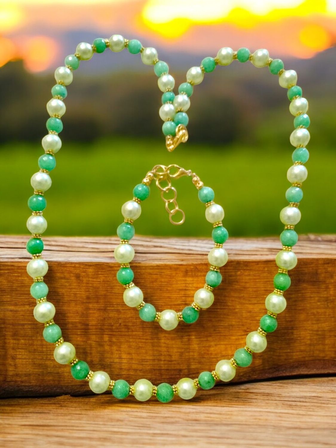 Lime &amp; Green Beaded Jewelry Set