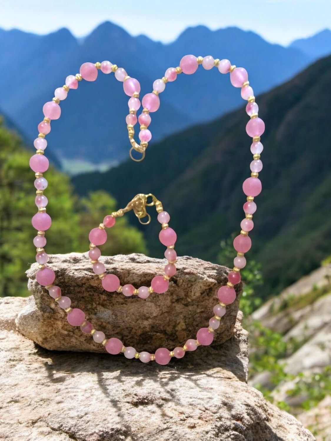 Pink Beaded Jewelry Set