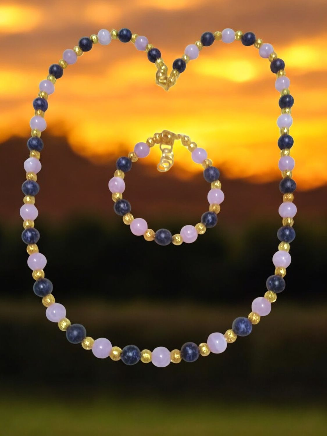 PURPLE &amp; LAVENDER BEADED JEWELRY SET