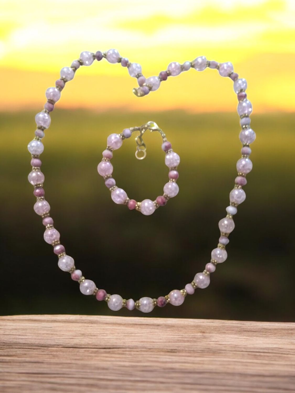 PINK BEADED JEWELRY SET