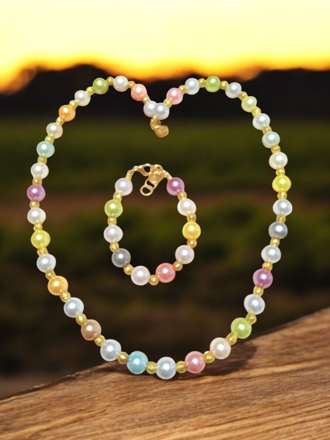 Multicolored Pearl Beaded Jewelry Set