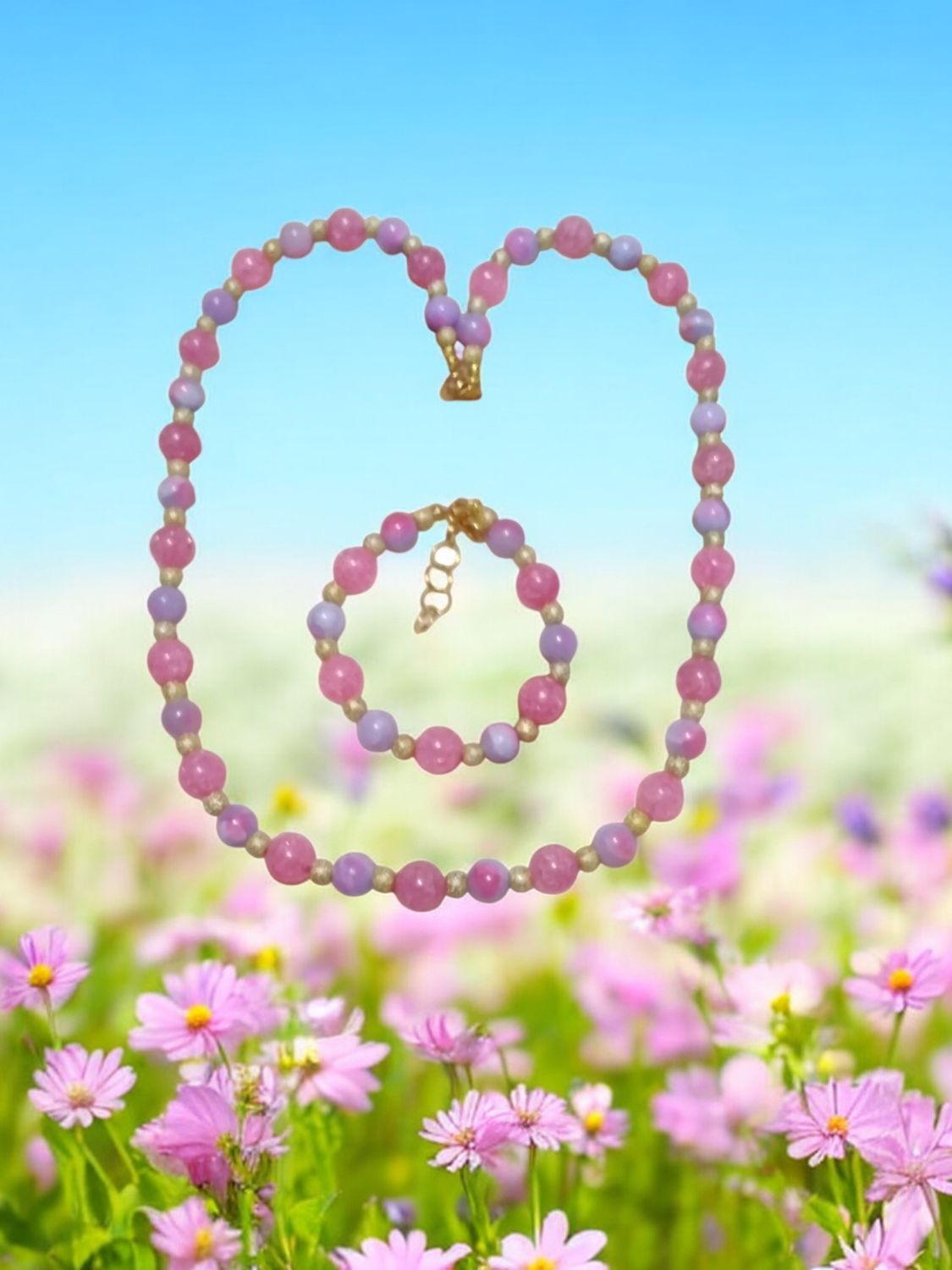 PINK &amp; PURPLE BEADED JEWELRY SET
