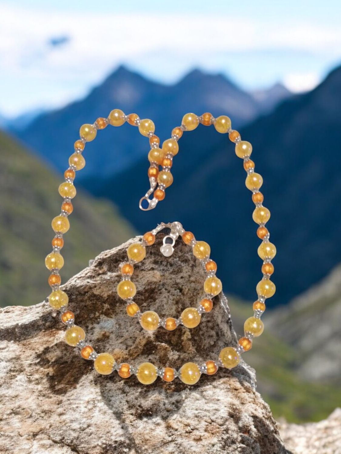 Orange Beaded Jewelry Set