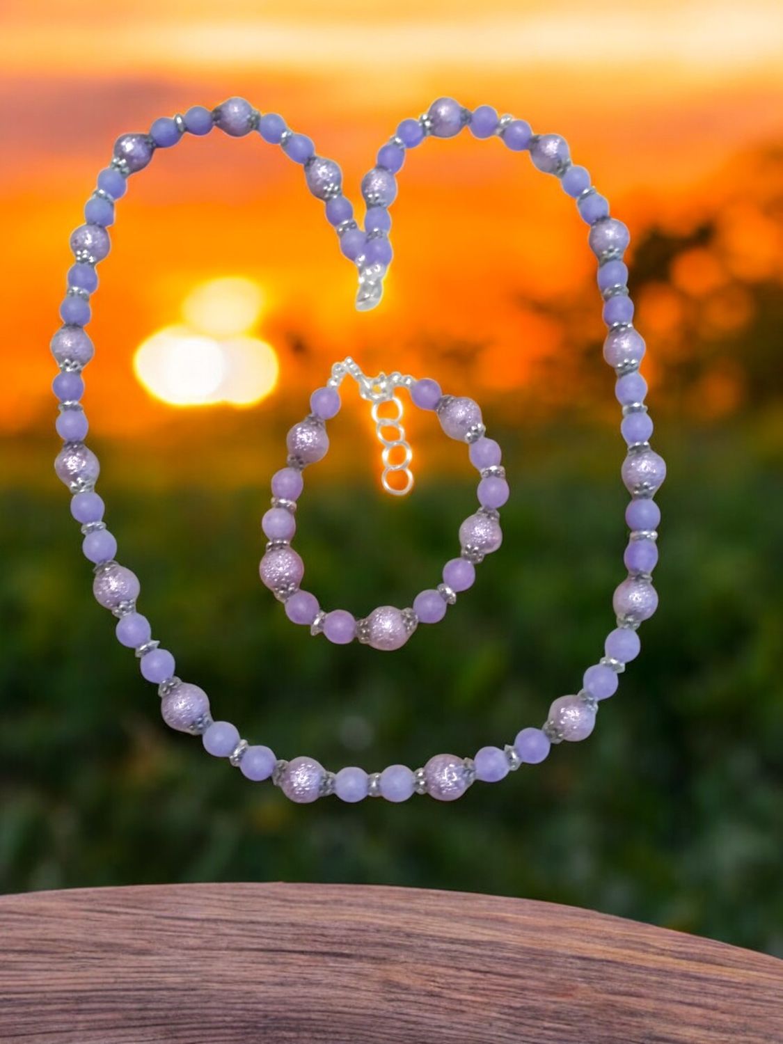 PURPLE BEADED JEWELRY SET