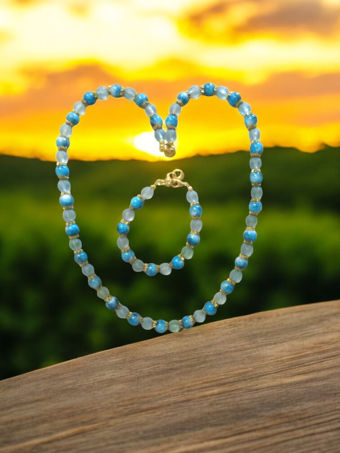 Aqua Blue Beaded Jewelry Set