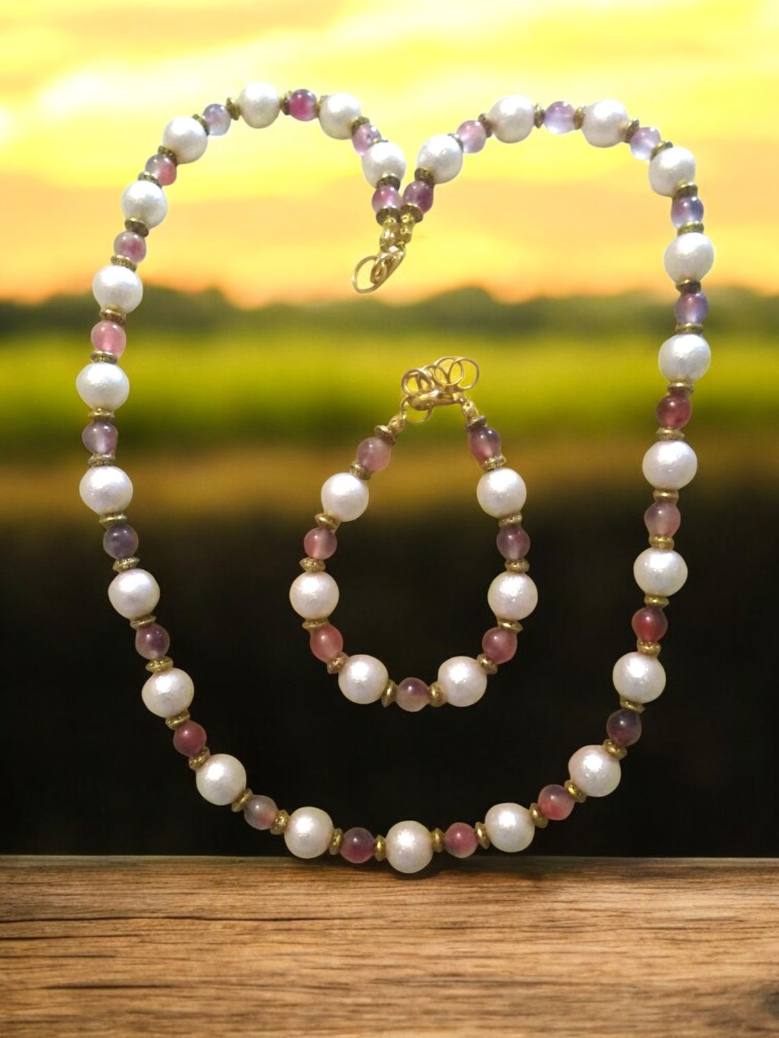 Pink Beaded Jewelry Set