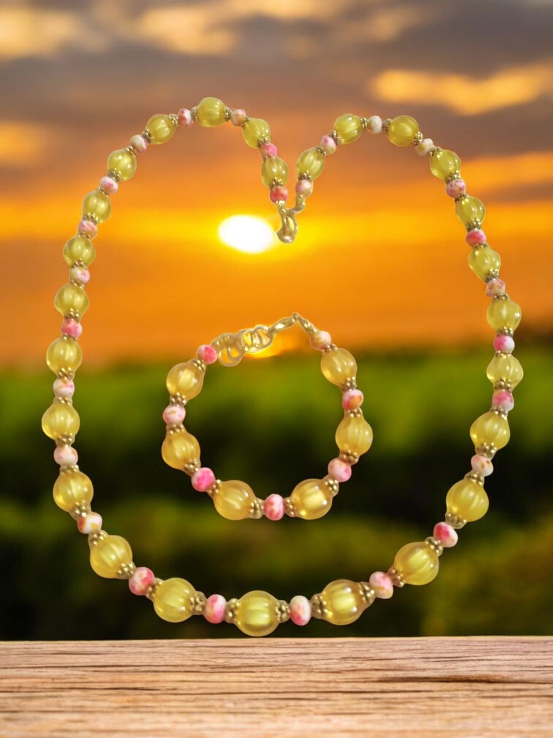 Orange &amp; Pink Beaded Jewelry Set