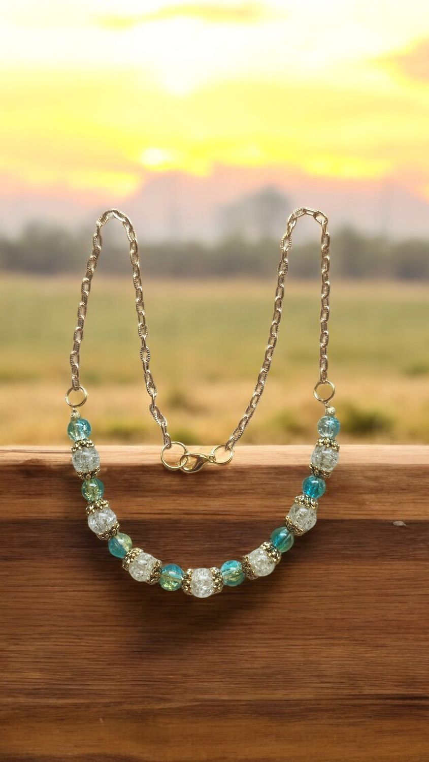 TURQUOISE &amp; YELLOW BEADED NECKLACE