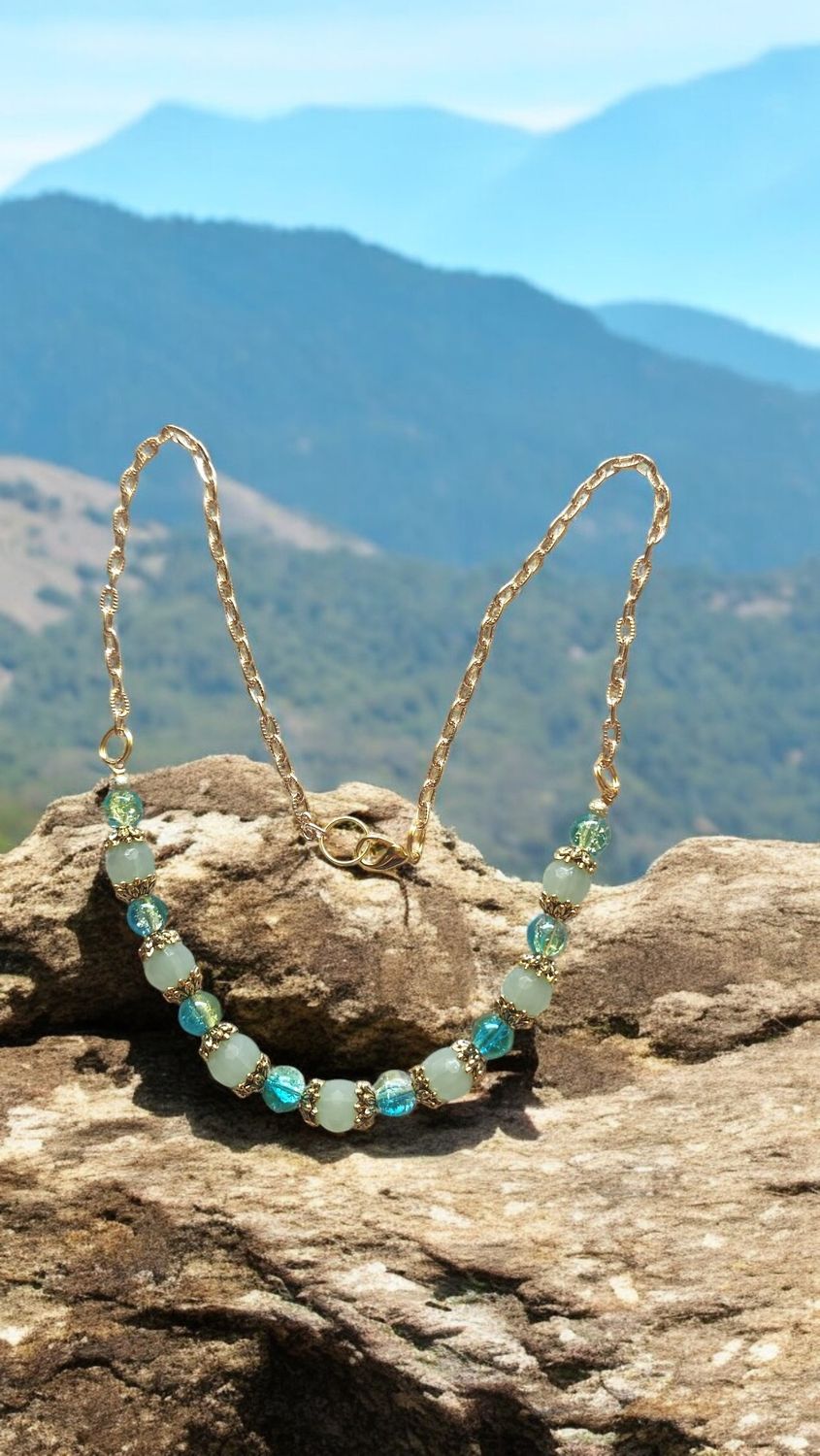TURQUOISE &amp; YELLOW BEADED NECKLACE