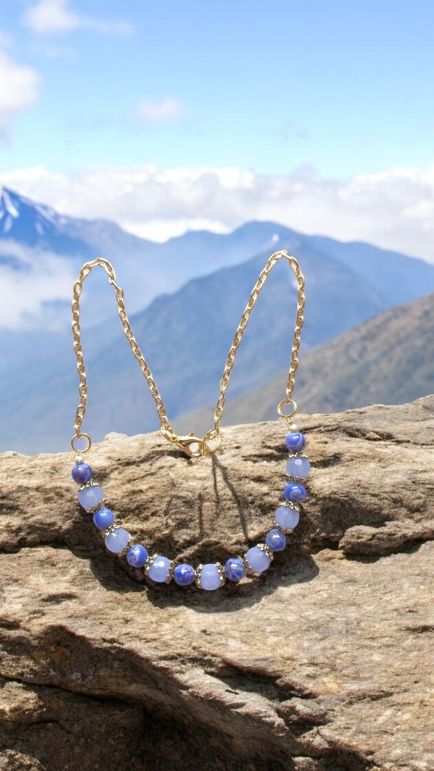 BLUE BEADED NECKLACE