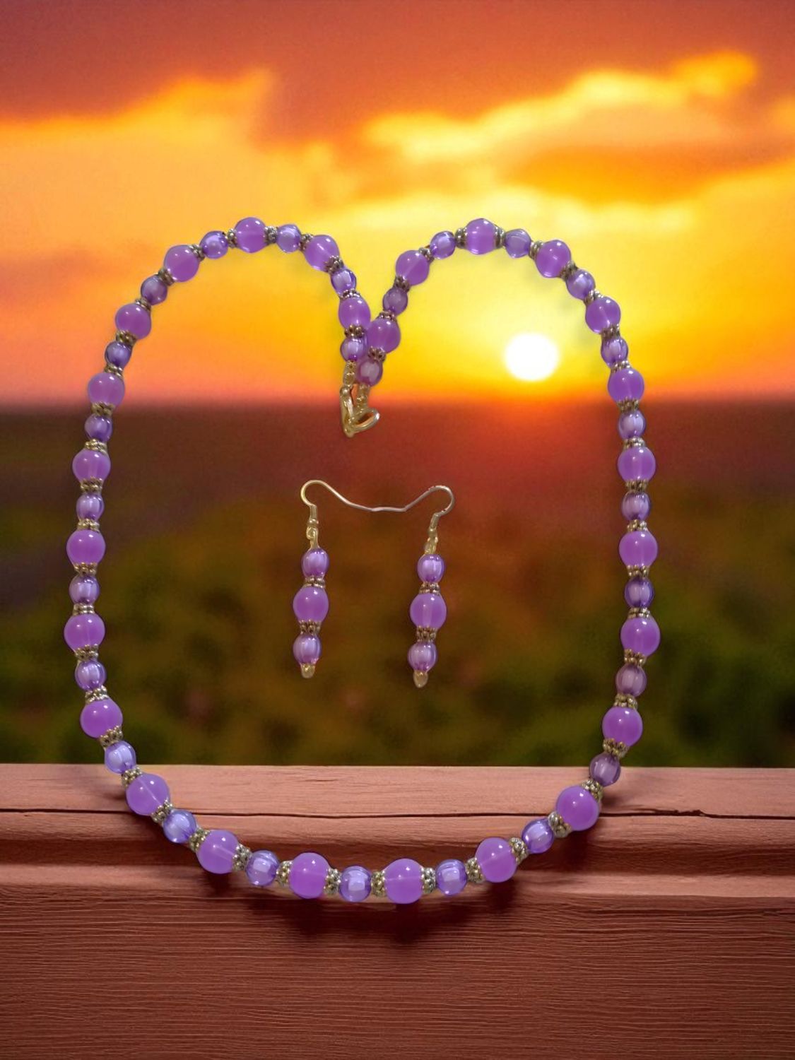 Purple Beaded Jewelry Set