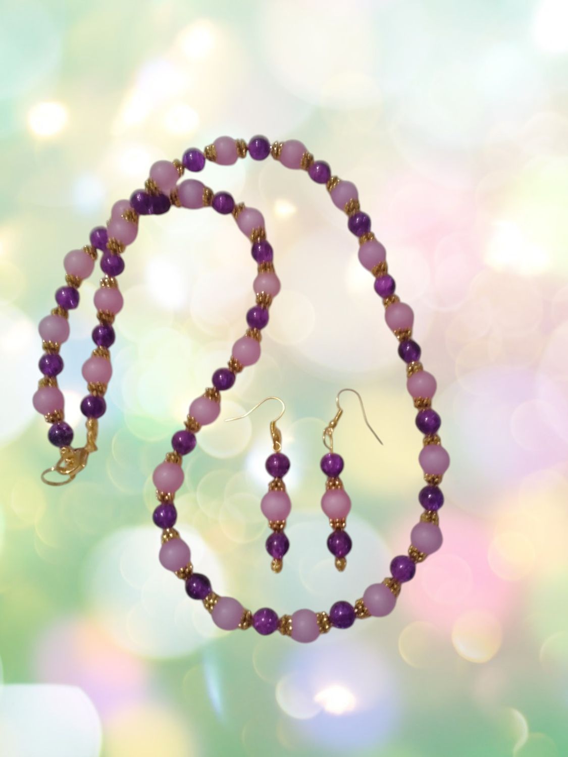 Purple Beaded Jewelry Set