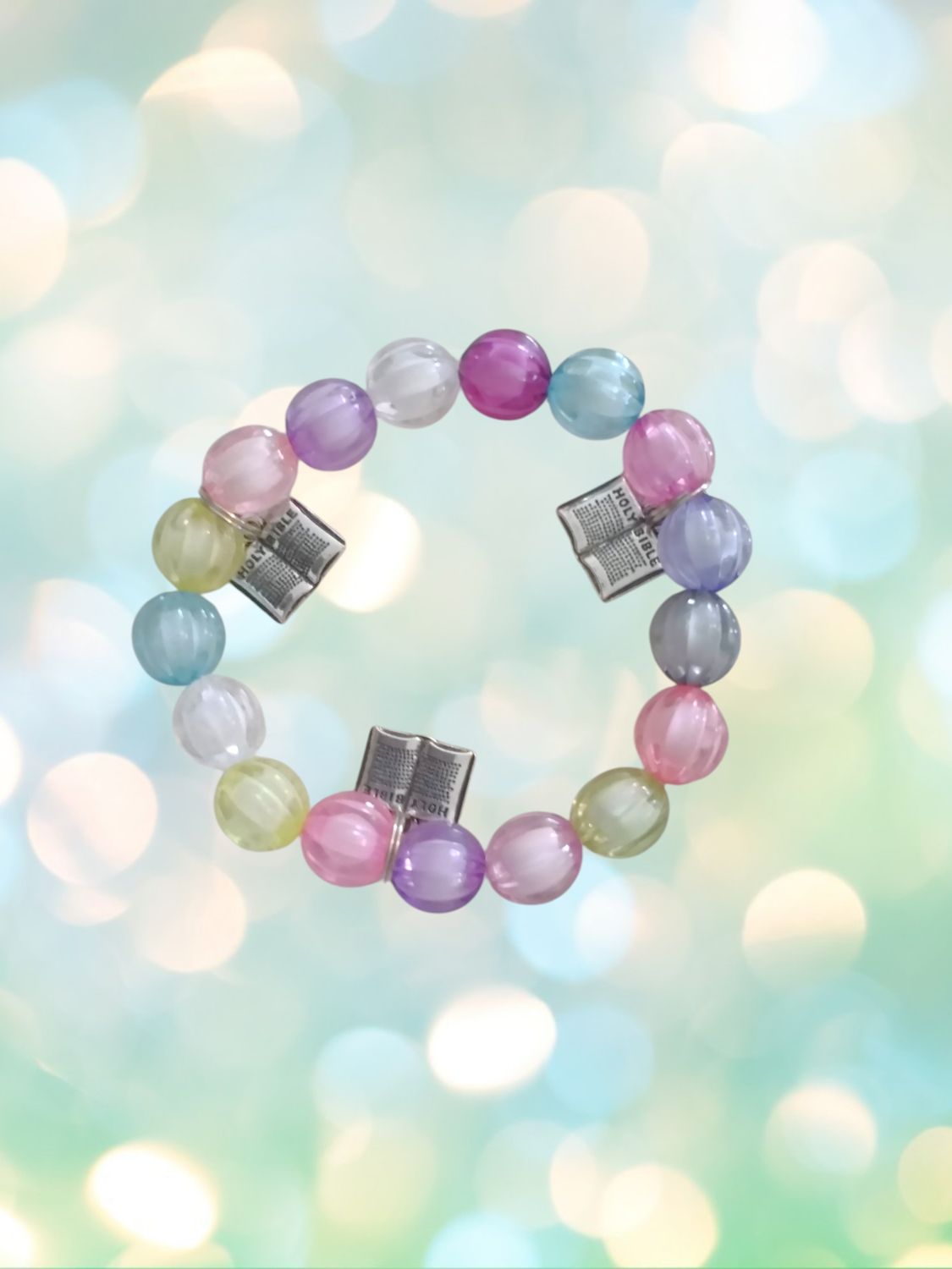 Beaded Holy Bible Charm Bracelet