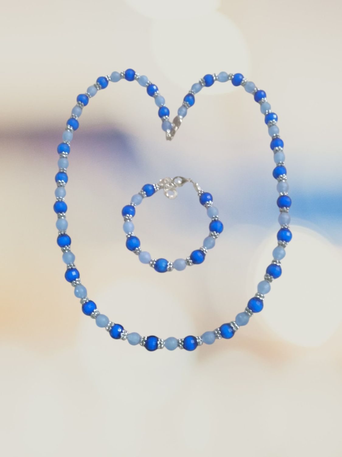 BLUE BEADED JEWELRY SET