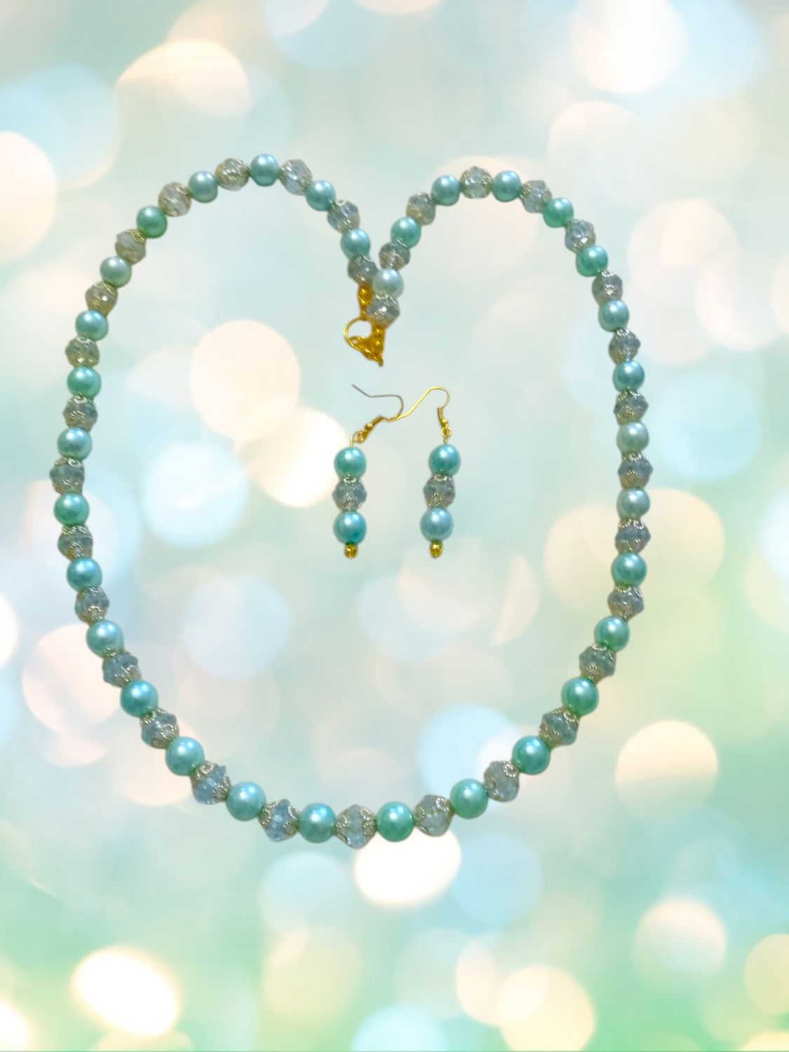 Aqua Beaded Jewelry Set