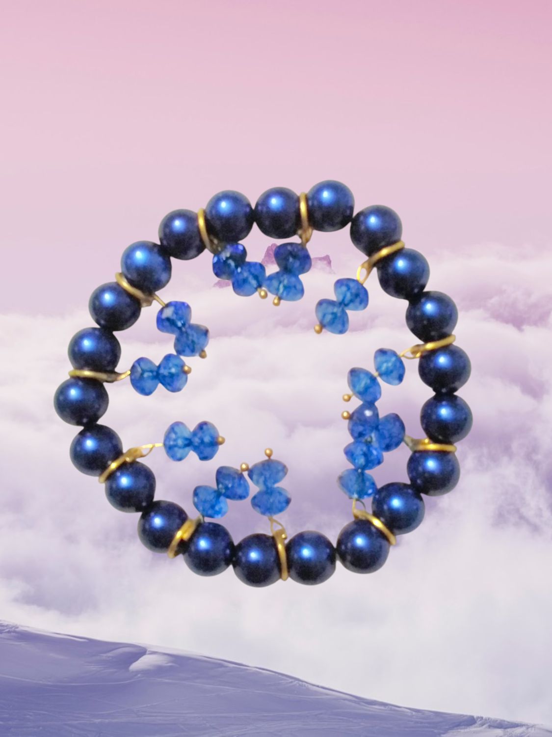 Blue Beaded Charm Bracelet