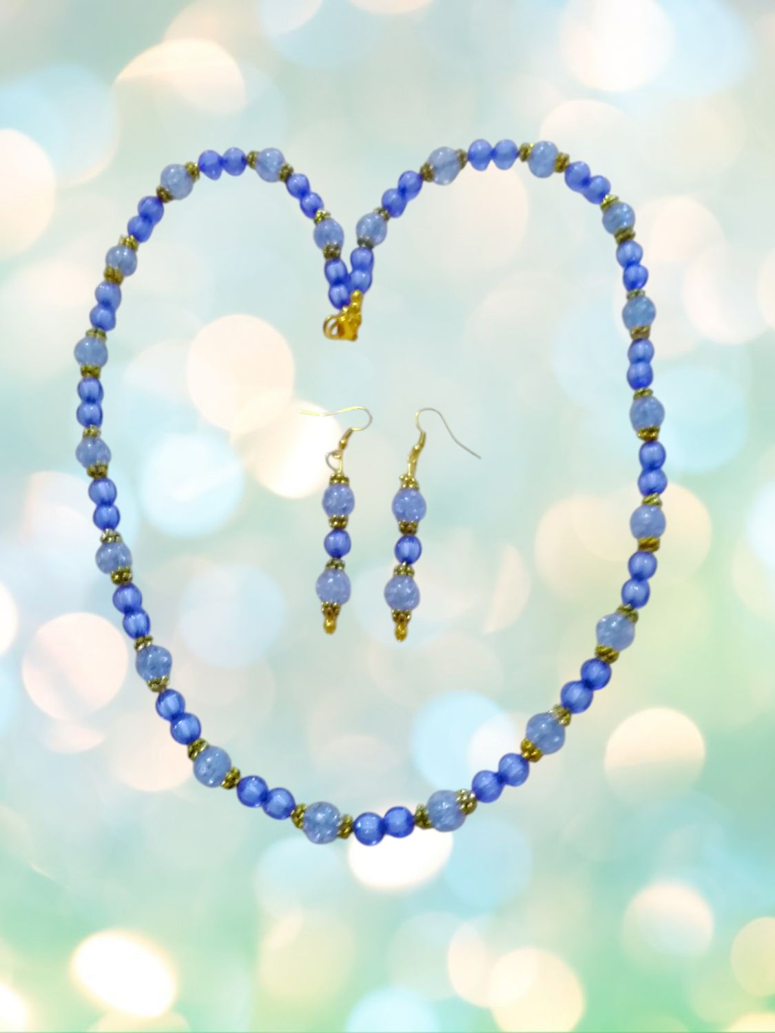 BLUE BEADED JEWELRY SET