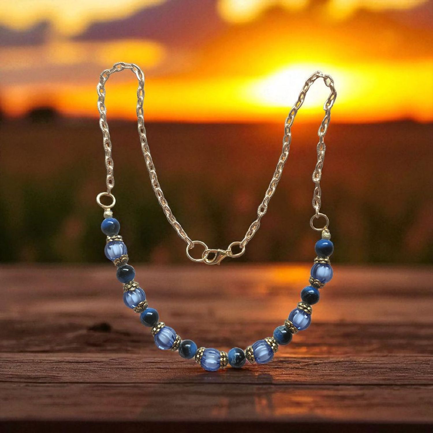 BLUE BEADED NECKLACE