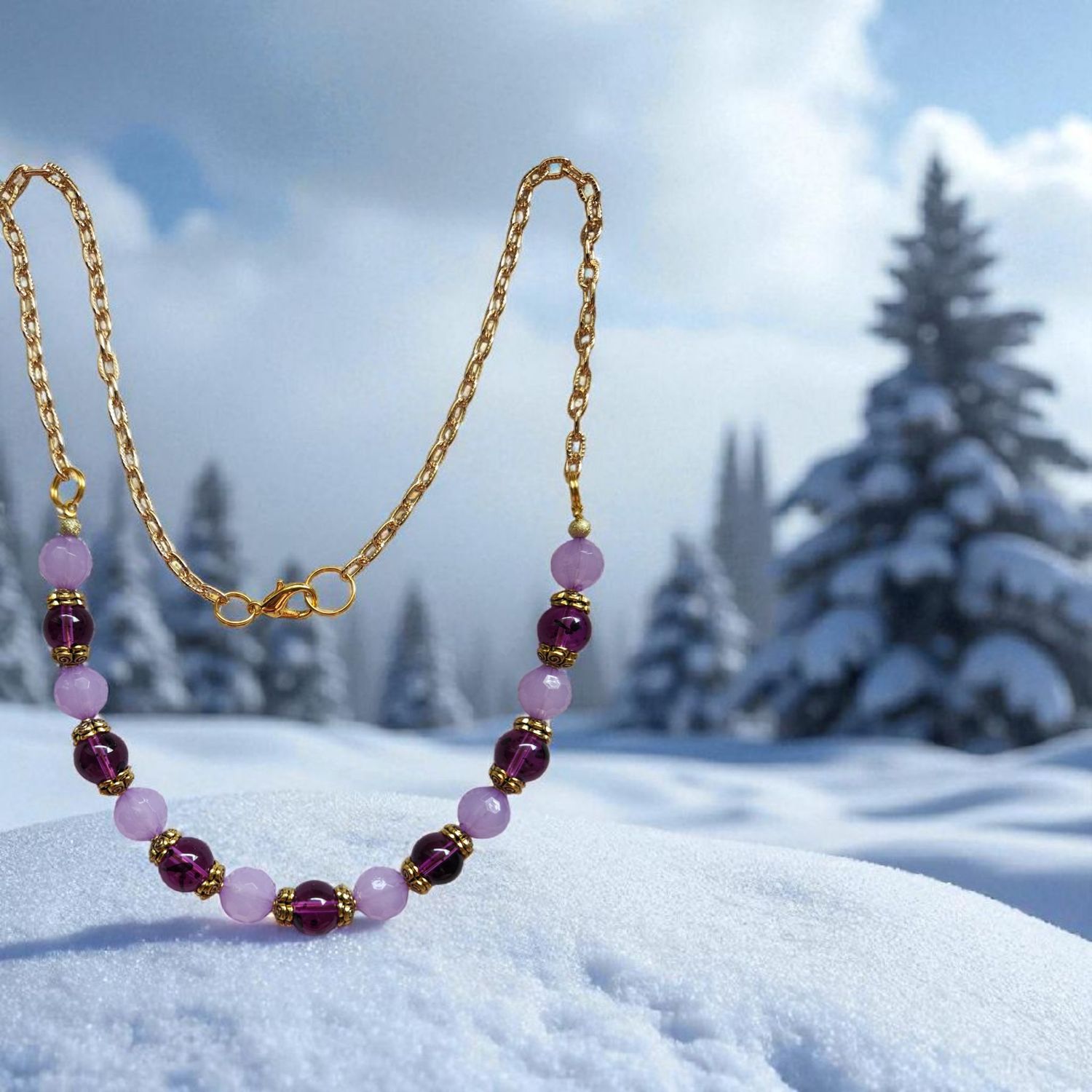 PURPLE BEADED NECKLACE