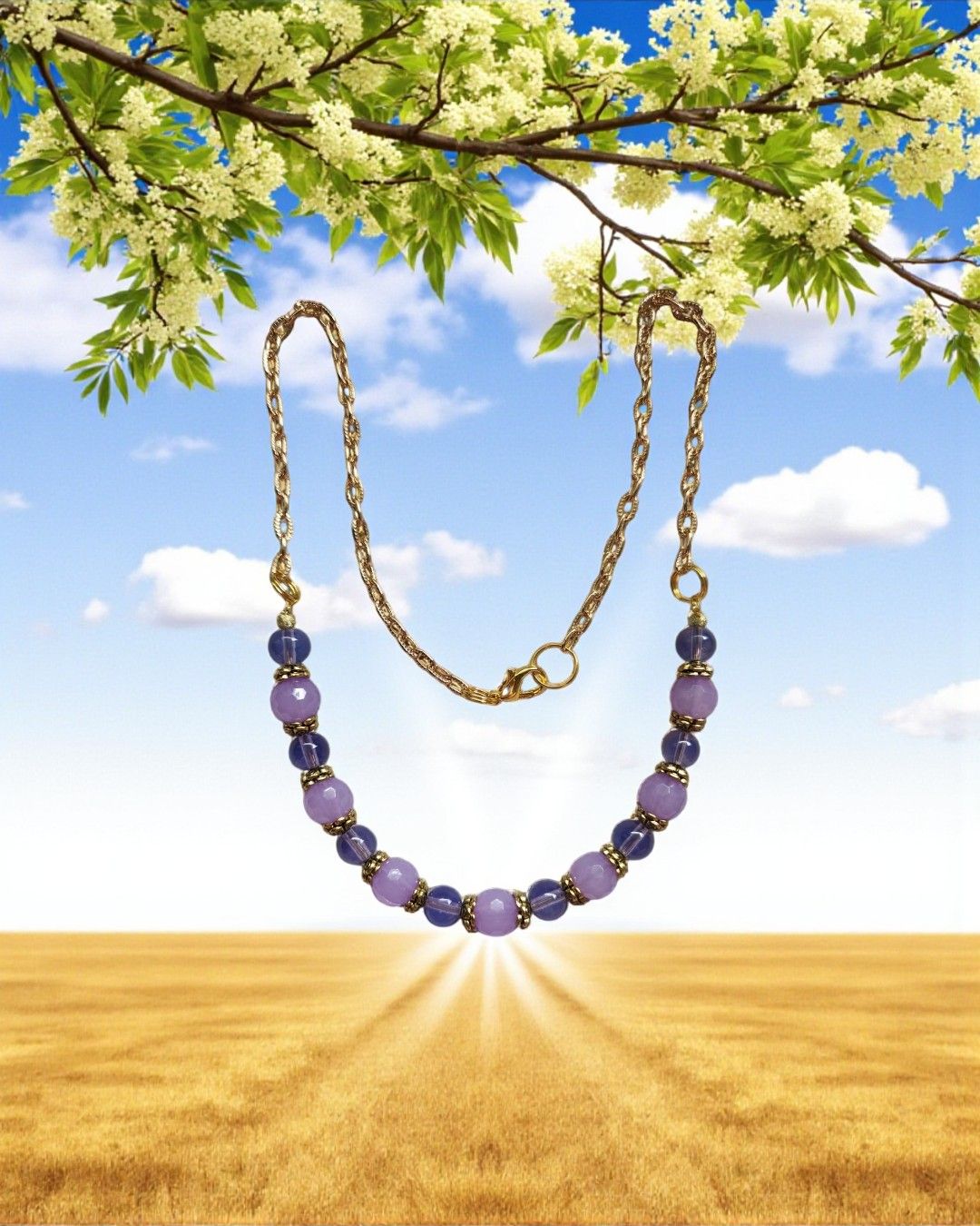 PURPLE BEADED NECKLACE