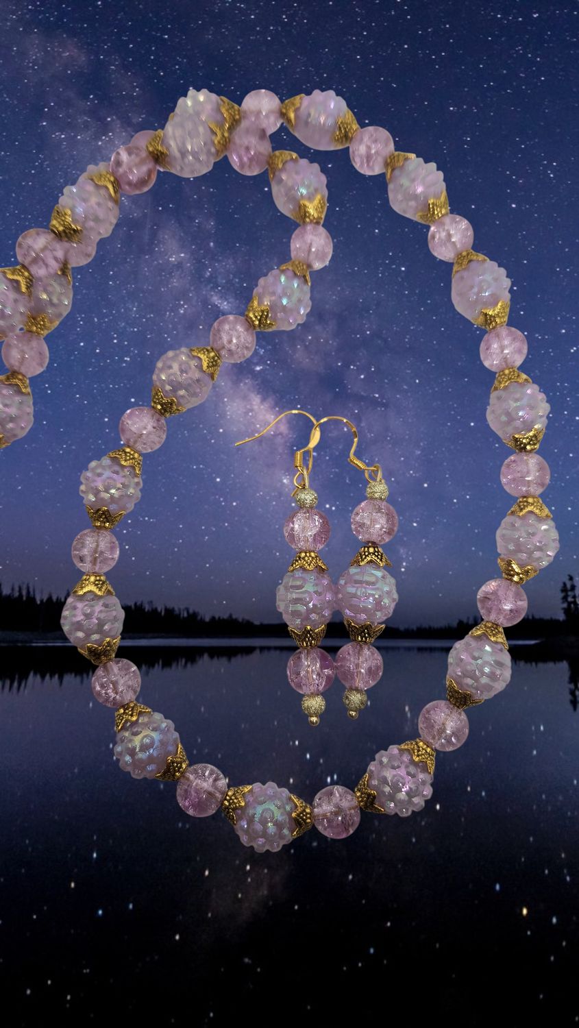 PURPLE BEADED JEWELRY SET