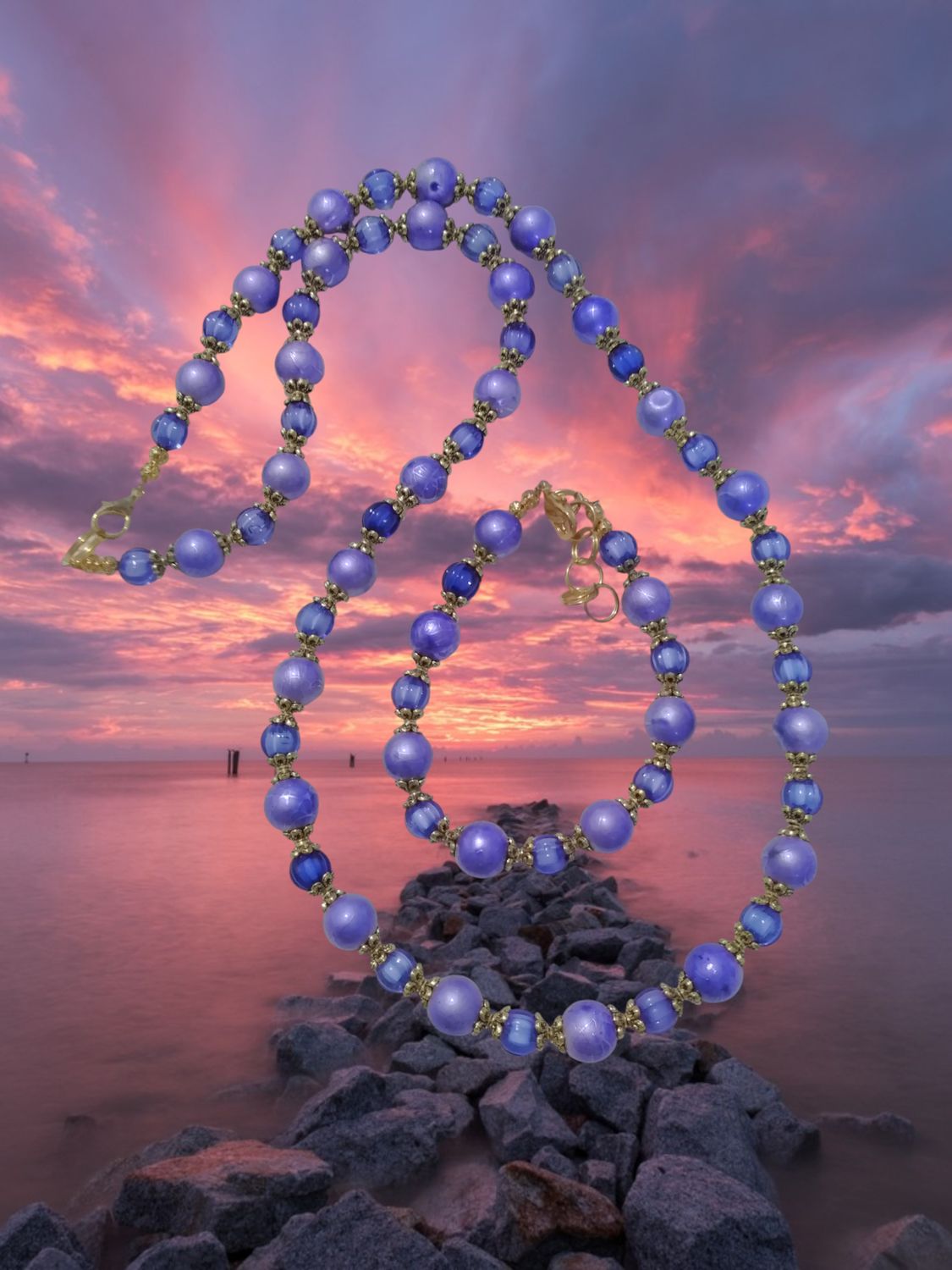 Purple Beaded Jewelry Set