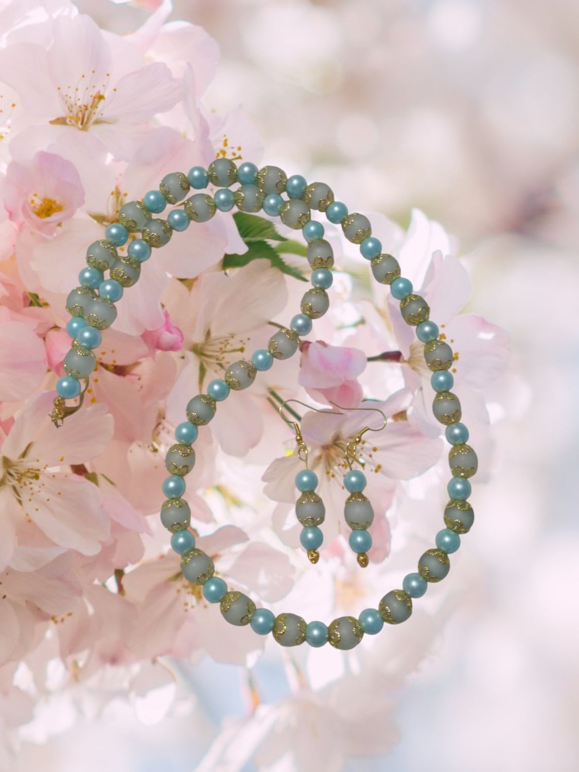 Aqua Beaded Jewelry Set