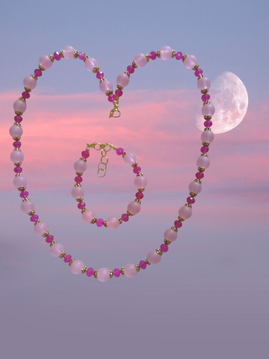 PINK BEADED JEWELRY SET