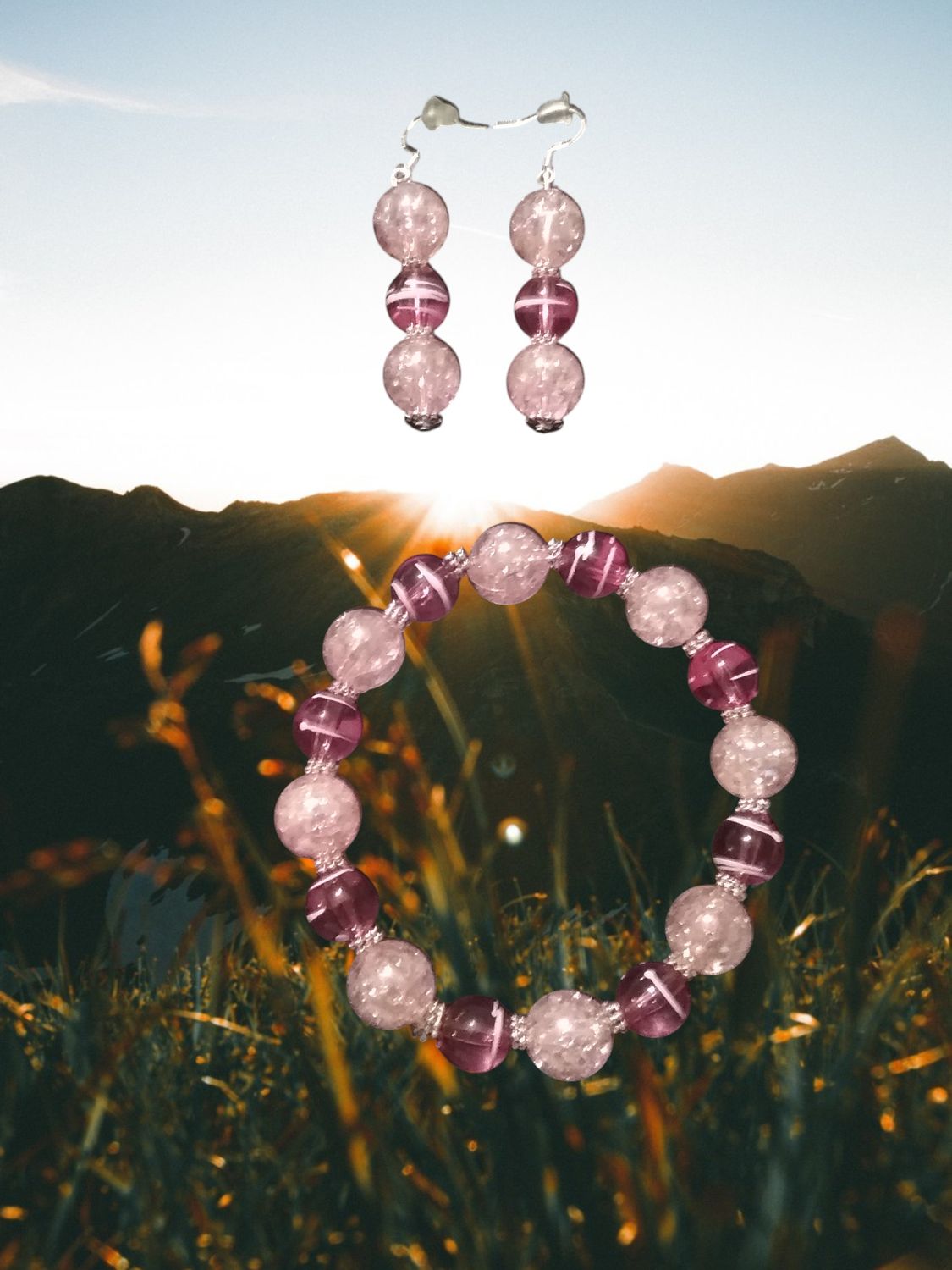 Pink Beaded Jewelry Set