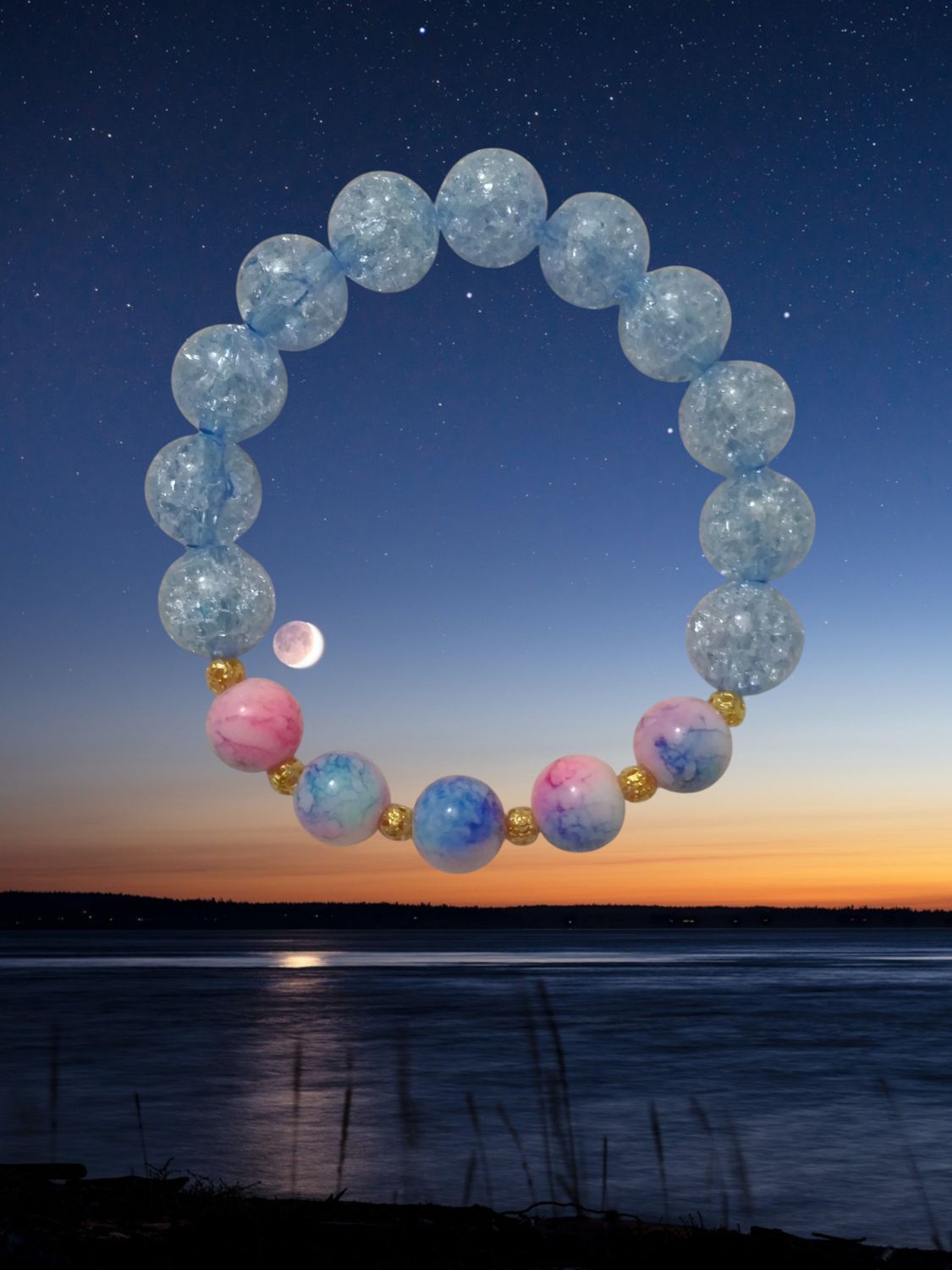 Blue &amp; Pink Beaded Bracelet