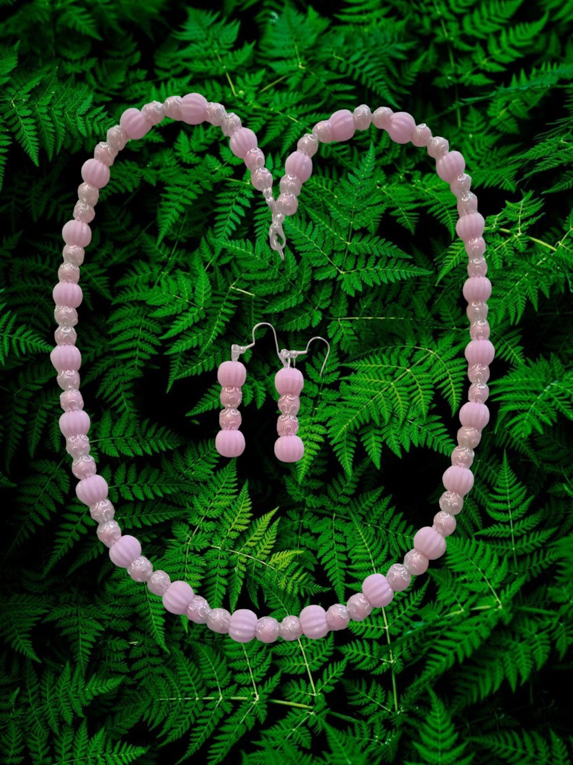Pink Beaded Jewelry Set