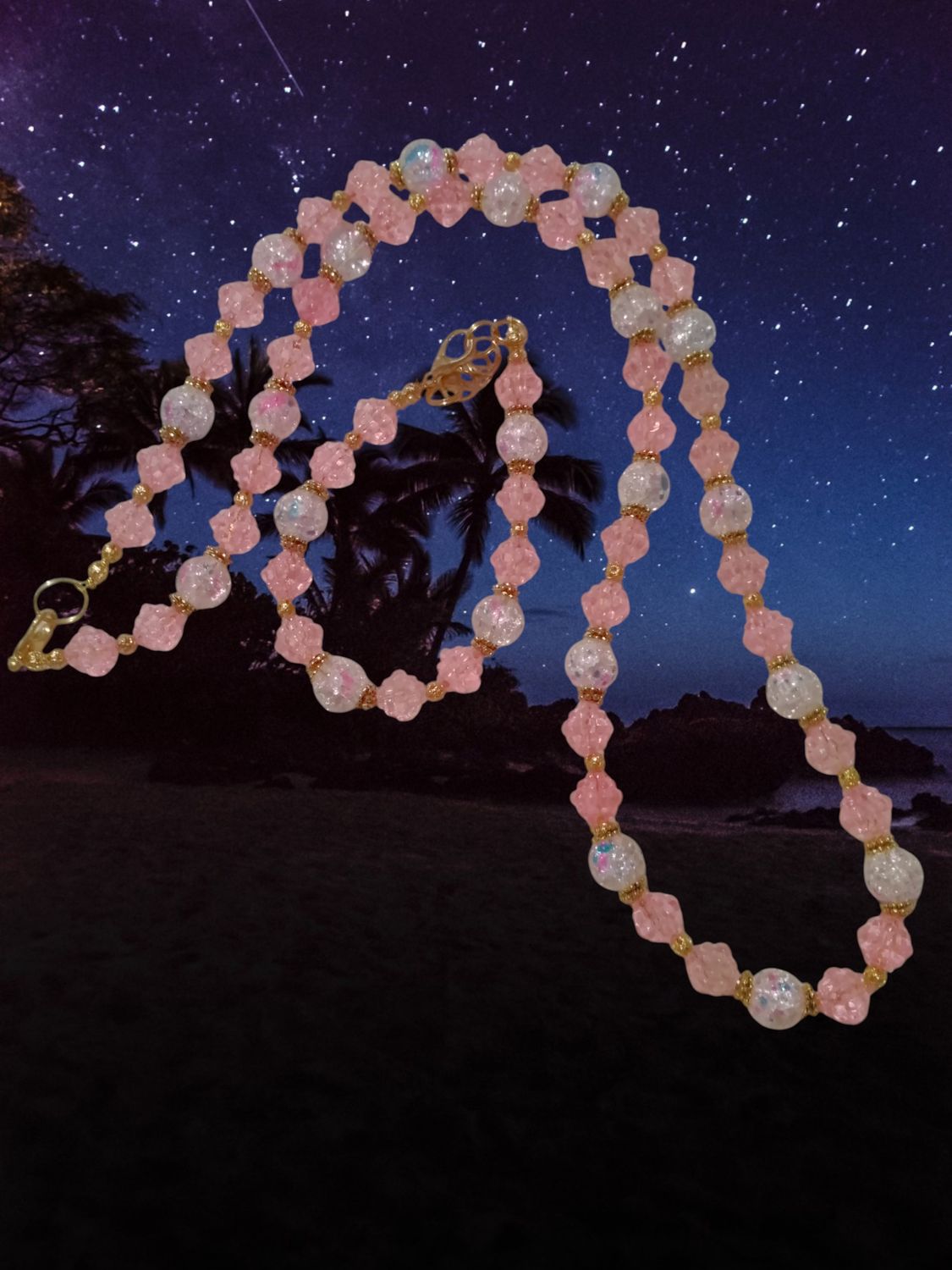 Pink Beaded Jewelry Set