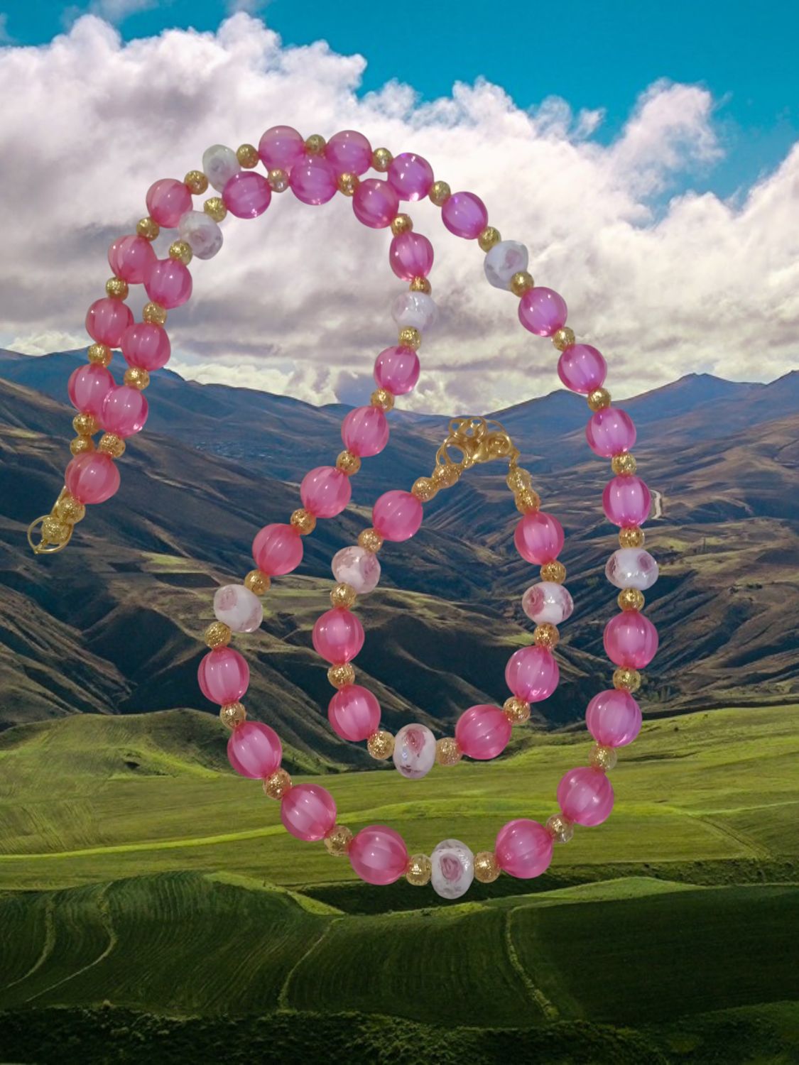 Pink Beaded Jewelry Set