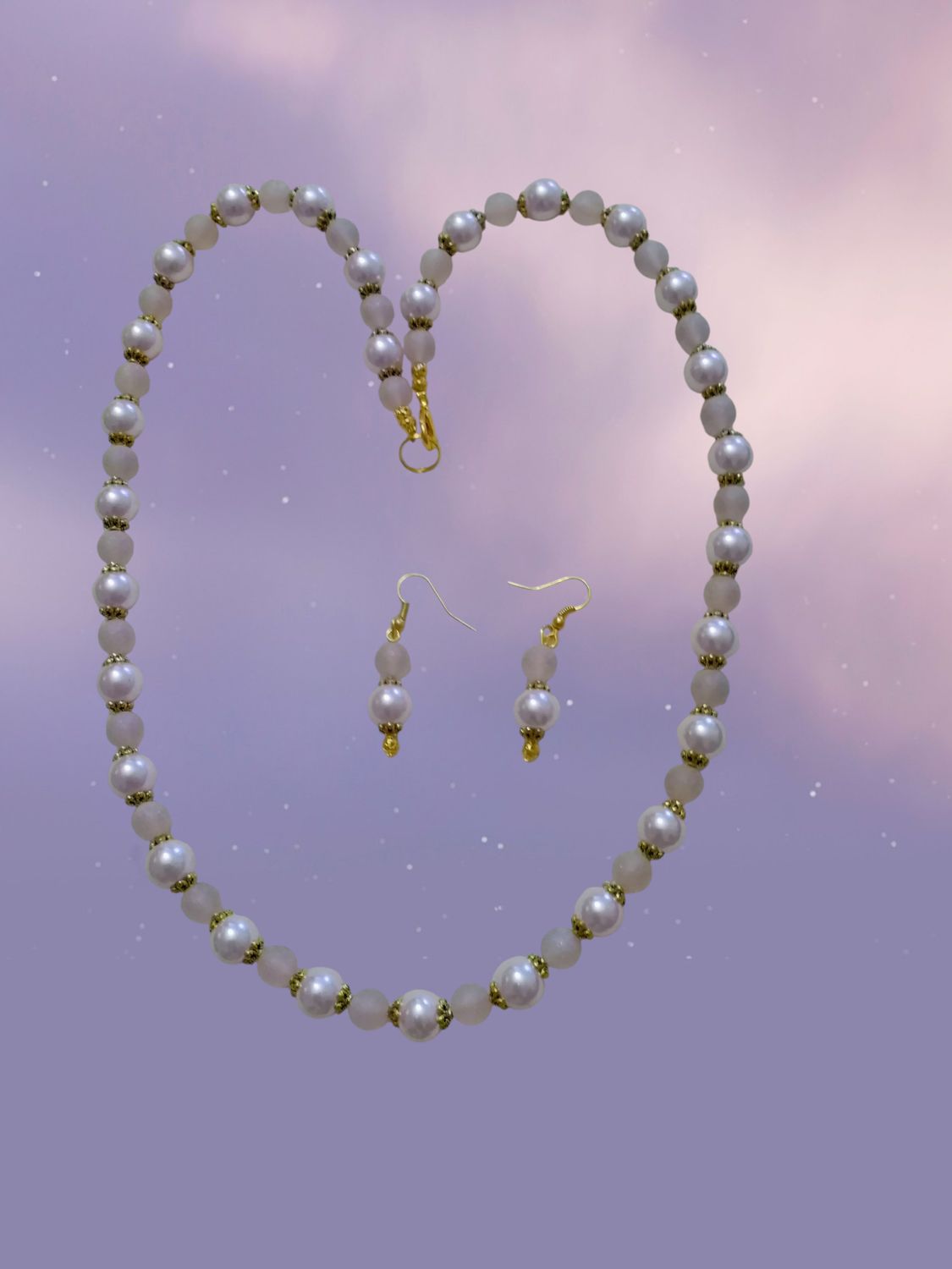 PALE PINK BEADED JEWELRY SET