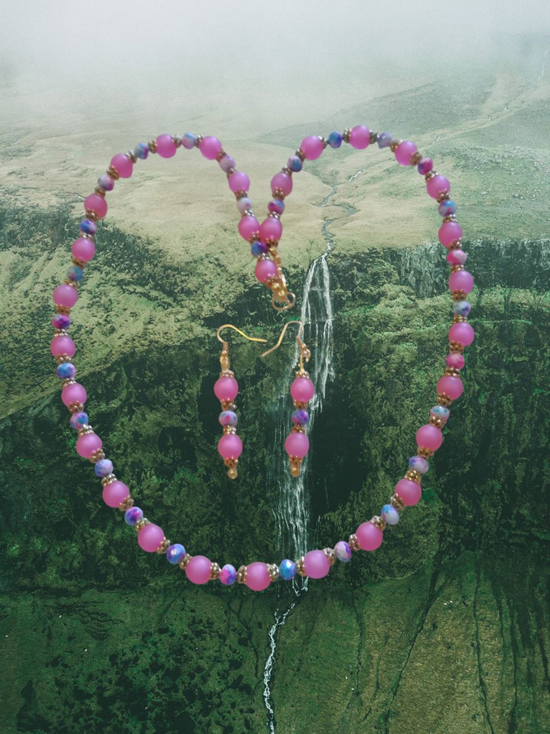 Pink Beaded Jewelry Set