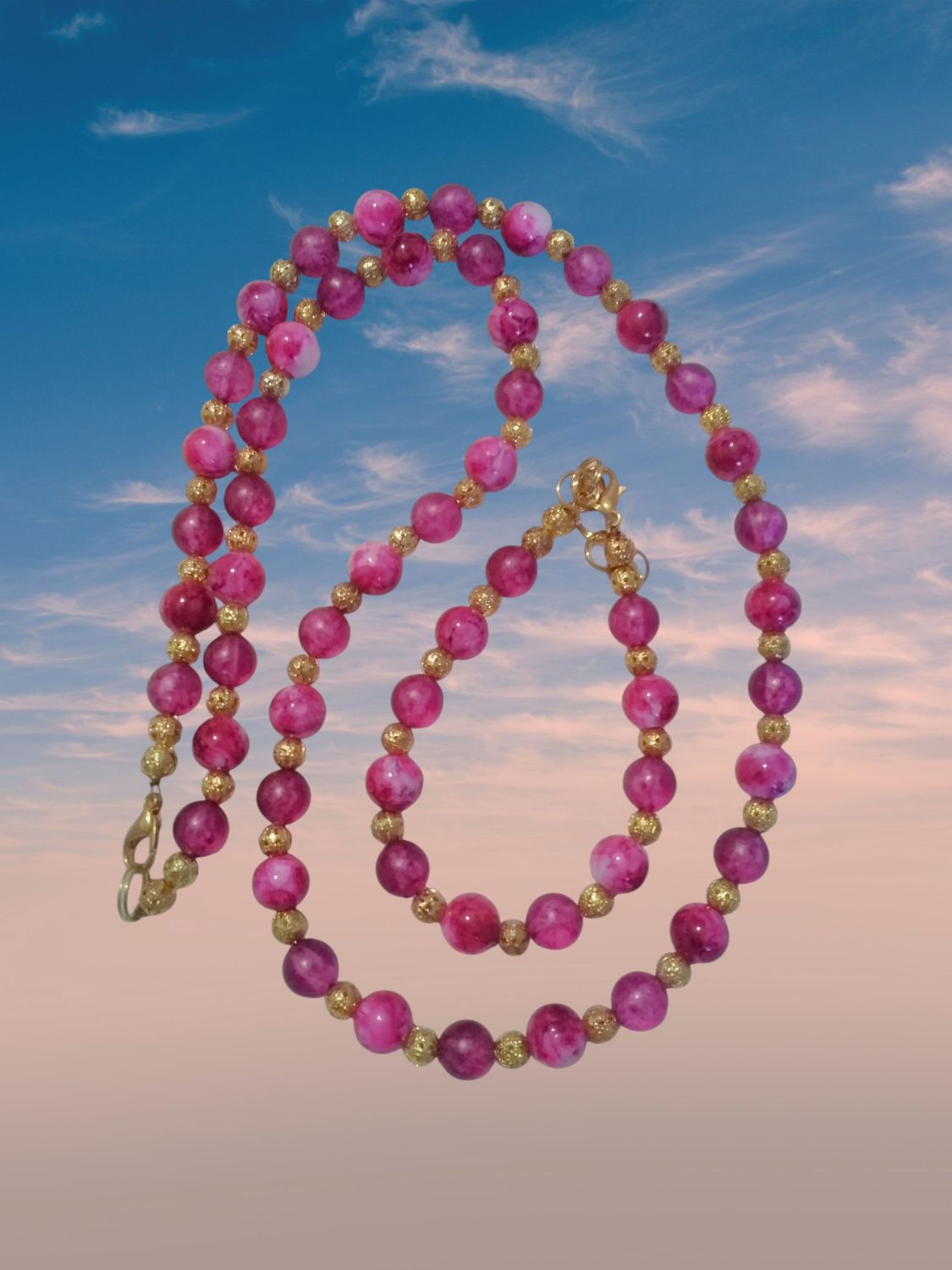 Pink Beaded Jewelry Set